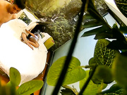 绿叶房没啥性经验的小伙被长发美眉撸硬鸡巴没搞多久就射了